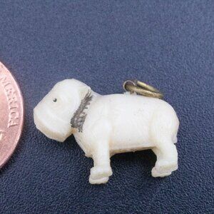 Vintage Celluloid Plastic Bulldog Dog Cracker Jack Prize Charm for Bracelet